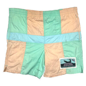 Vintage Hobie Board Shorts M Surf Patch 90s Swim Trunks Pastel Colorblock